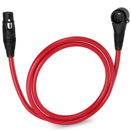 Lyxpro - 3 Ft Right Angle XLR Cable, Male to Female, 3 Pin Microphone Cable - Red