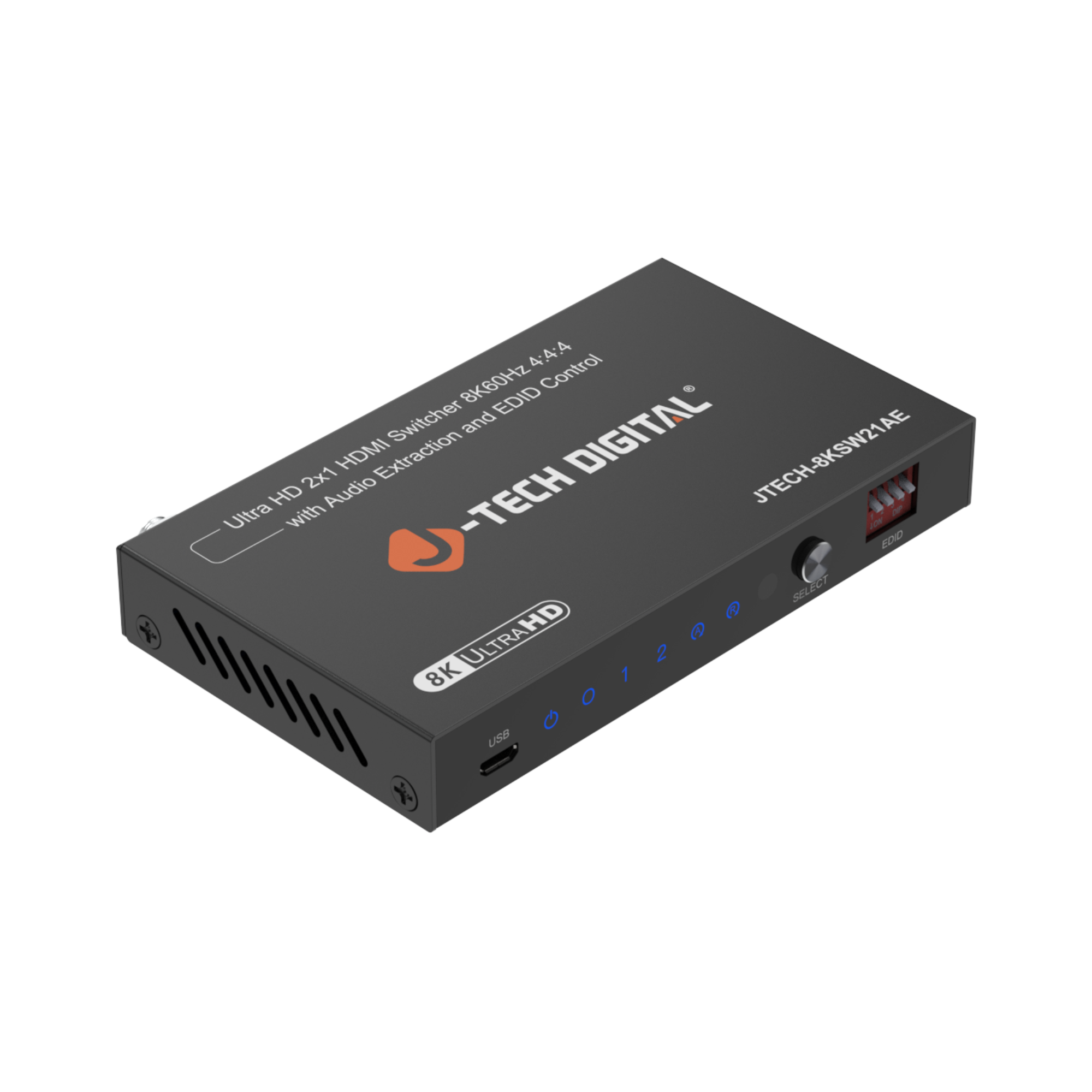 J Tech Digital 8K 60Hz HDMI Switch 2 In 1 Out with Audio