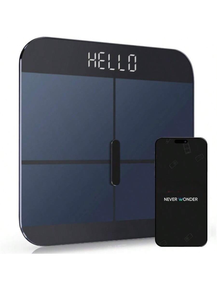 The Best Inks - Scale X - Digital Bathroom Scale Body Weight, BMI, Body Fat, Muscle Mass, Heart Rate Monitor Sync with Apps - Black