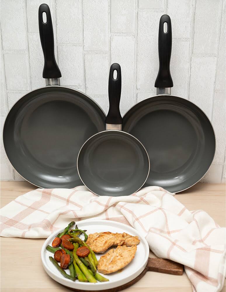 Back. Imusa - 3-Piece Chef Ceramic Fry Pan Set - Gray.