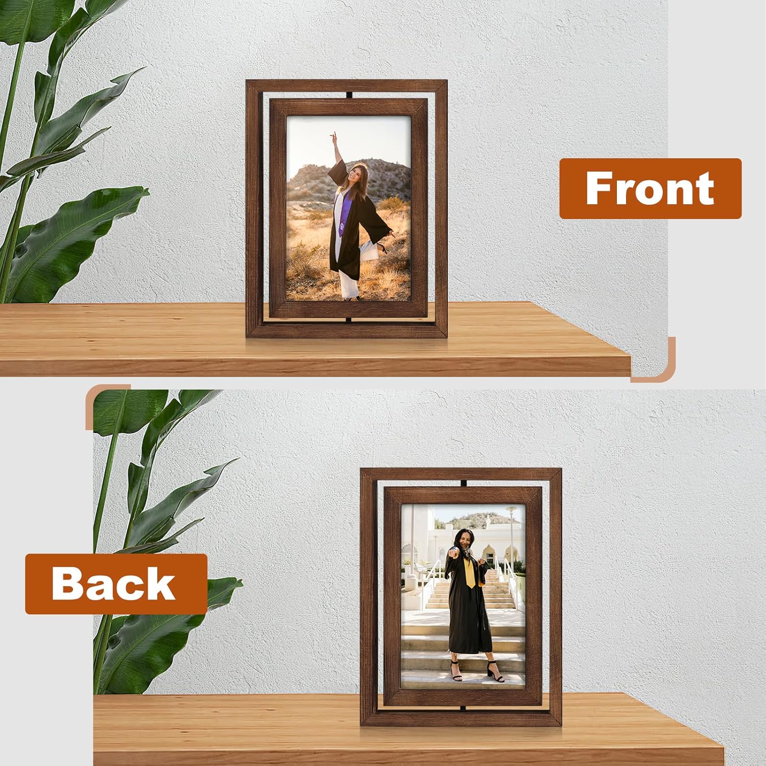 blue 2 Pack 5x7 Rotating Floating Picture Frames,Double Sided Display ...