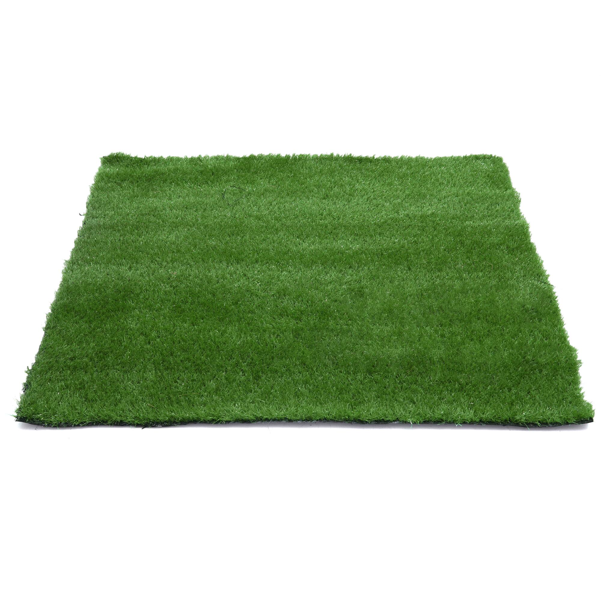 Famapy - Artificial Grass Turf Rug, Indoor Outdoor Fake Lawn Mat for Balcony, Patio, Pets & Kids, Waterproof, Fire-Resistant - Green
