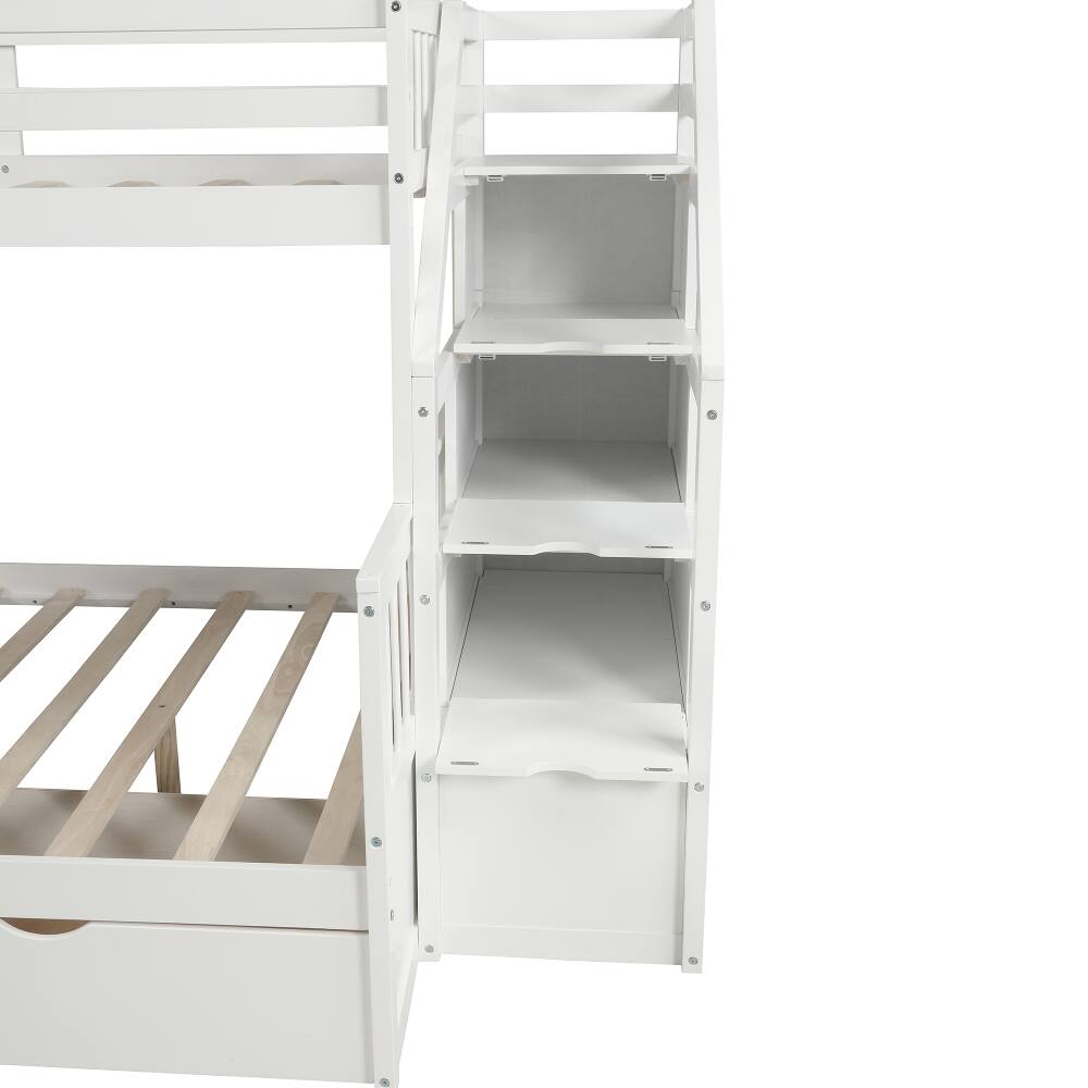 Alt View 8. Loheer - Loheer Twin Over Full Bunk Bed with Slide Drawers White - White.
