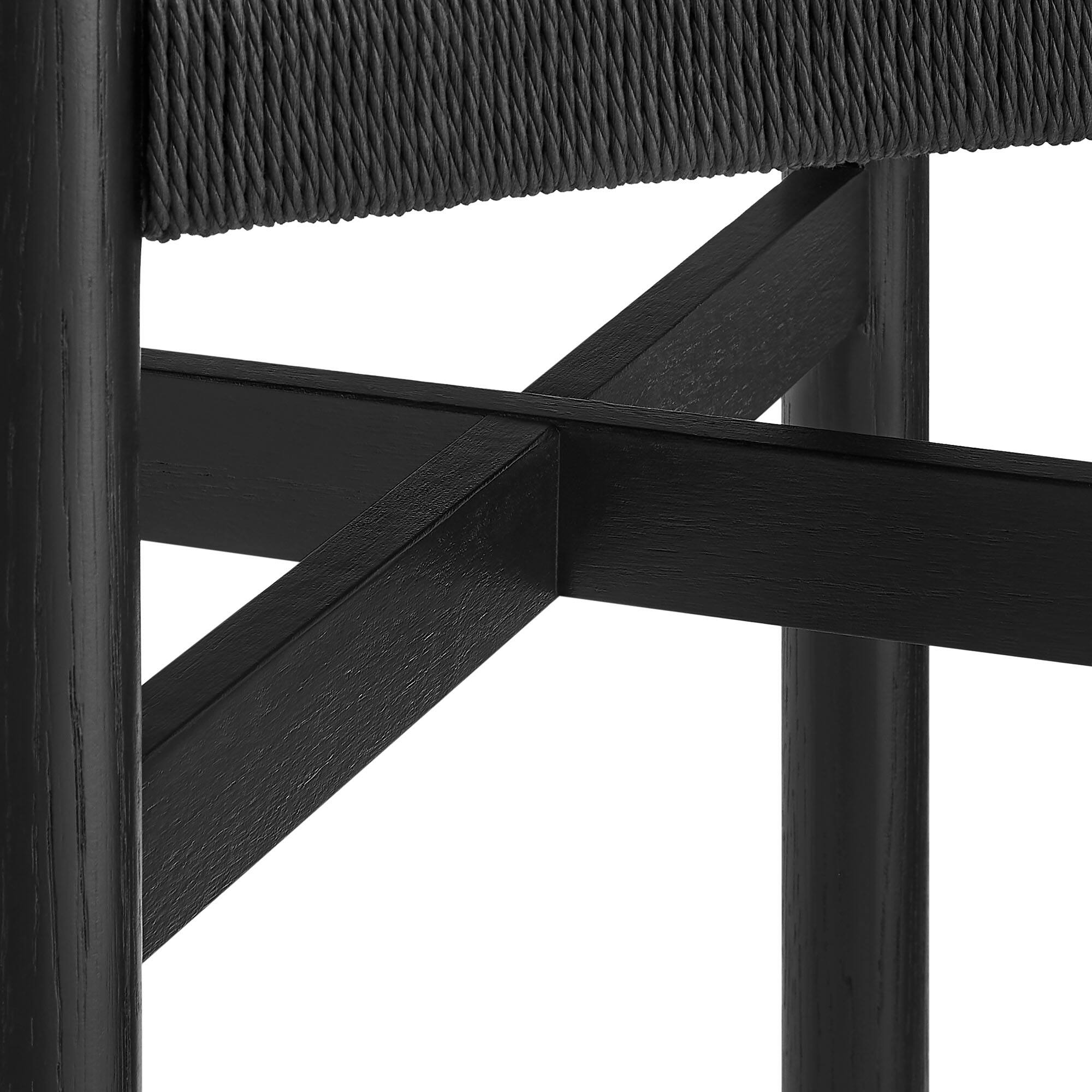 Alt View 6. Modway - Alvia Oak Wood Bar Stools With Woven Seats Set of 2 by Modway - Black.