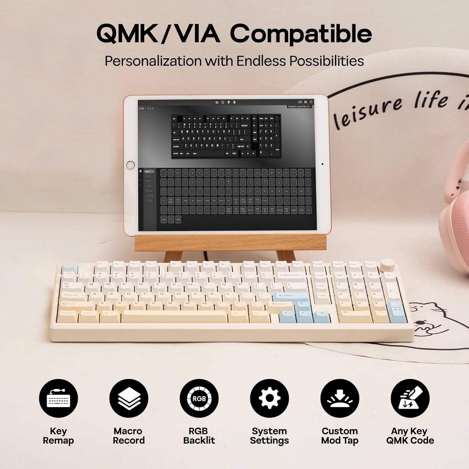 EPOMAKER Galaxy100 Lite QMK/VIA Gaming Keyboard with 8000mAh