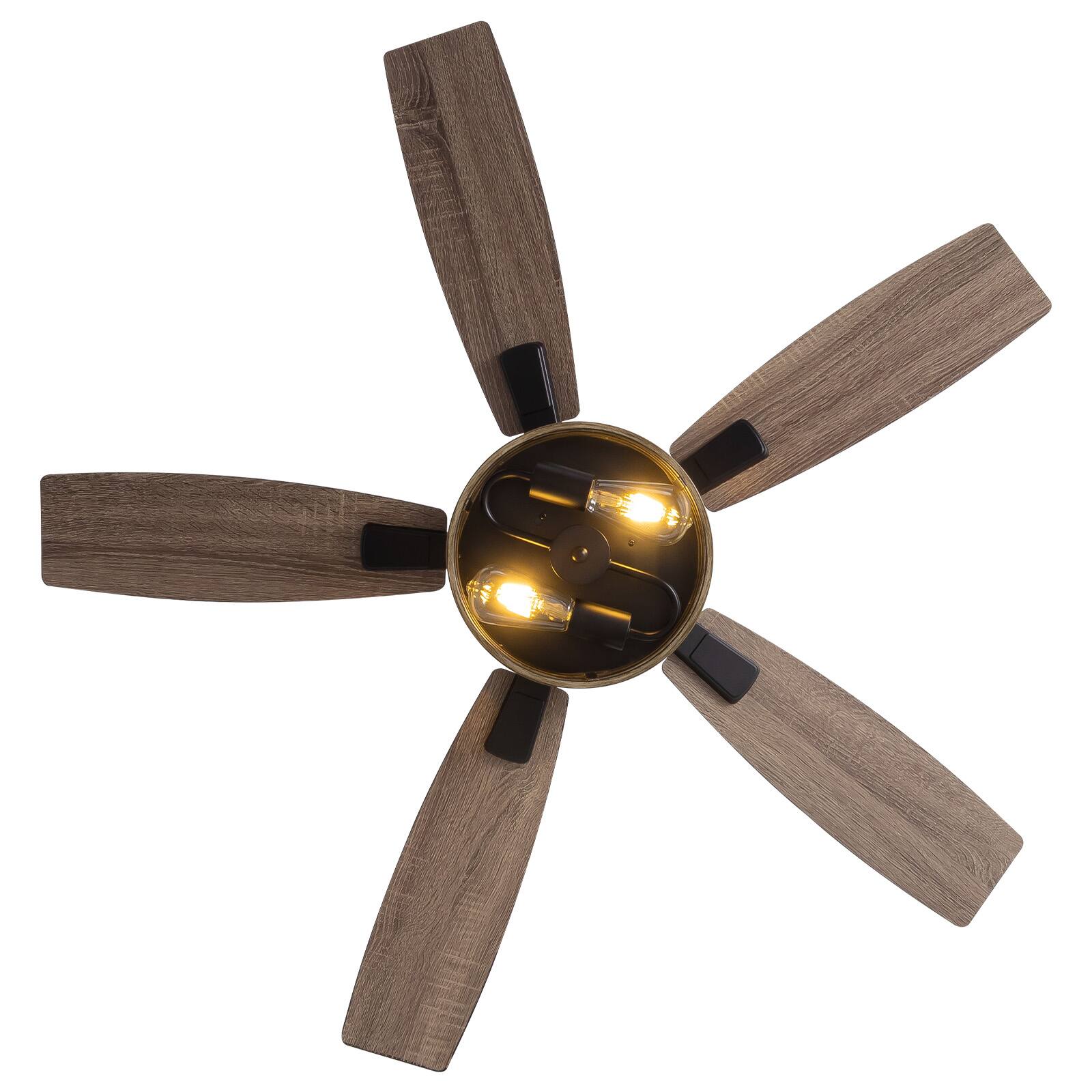 Alt View 5. Siljoy - 46 Inch Black Ceiling Fan with Lights and Remote Rustic Cage Fits Patio Bedroom Living Room - Brown.