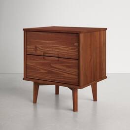 Hivvago - FarmHouse 2 Drawer Solid Wood Nightstand - Walnut