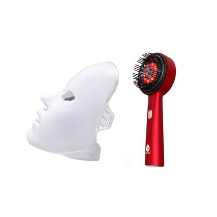 Front. Pursonic - 7-Color Facial Therapy Mask + 3-in-1 LED Scalp & Hair Treatment Brush.