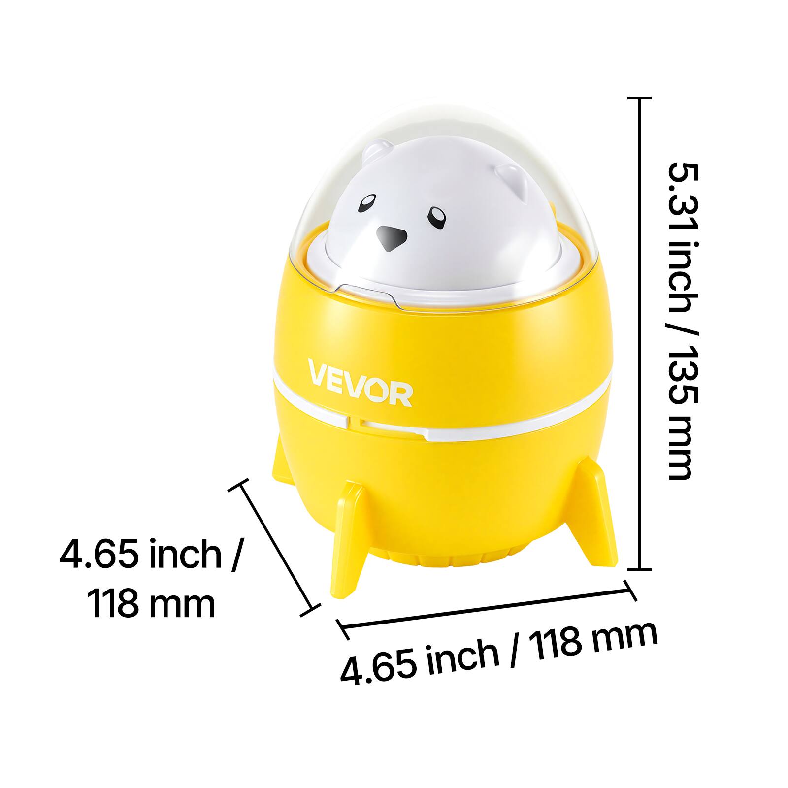 VEVOR 5.31 inch / 135 mm  
4.65 inch / 118 mm  
4.65 inch / 118 mm