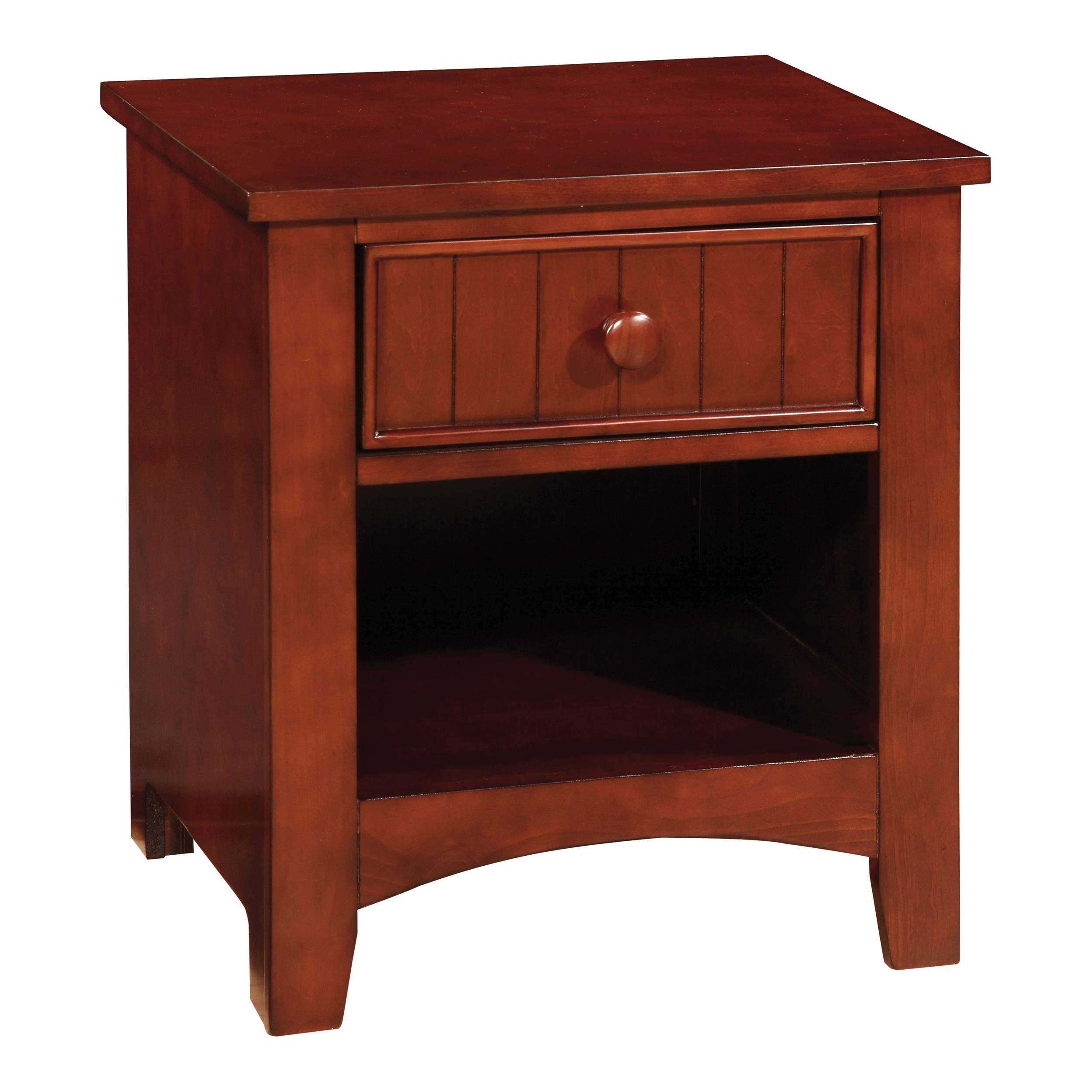 Front. Furniture of America - Dimanche Solid Wood 1-Drawer Nightstand - Cherry.