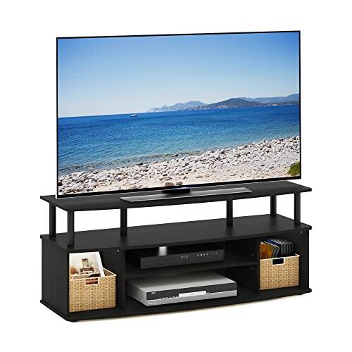 Hirose Alice - Jaya Large Entertainment Center Stand Unit/tv For Up To 55 Inch Pine/black Manufactured from WoodLarge top pan - Blackwood/Black