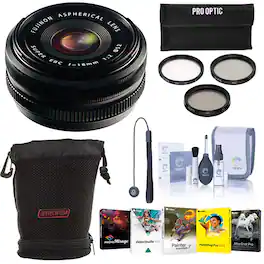 Bundle - Fujifilm - XF 18mm f/2.0 Lens with Basic Accessories Software Kit