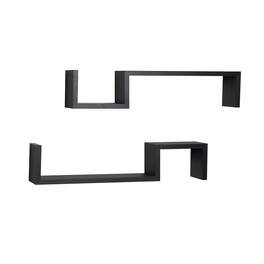 Danya B - Set of 2 S-Shaped Wall Shelves - Black