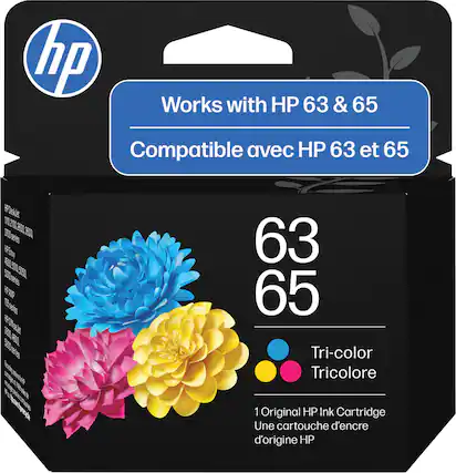 hp
Works with HP 63 & 65
Compatible avec HP 63 et 65
63 65
Tri-color Tricolore
1 Original HP Ink Cartridge Une cartouche d'encre d'origine HP