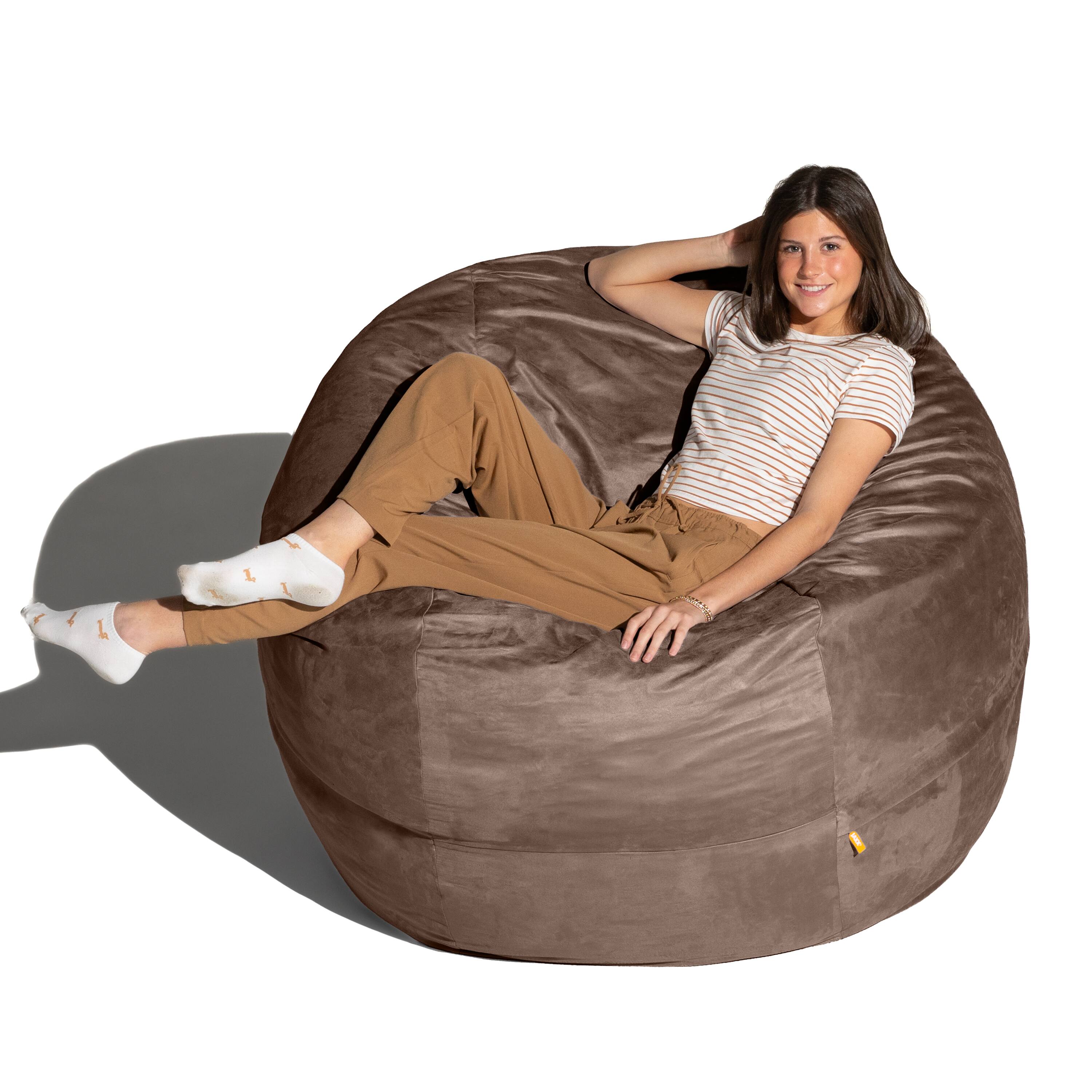Left. Jaxx - Jaxx Saxx 5 Foot Large Bean Bag w/ Removable Cover, Chocolate - Chocolate.