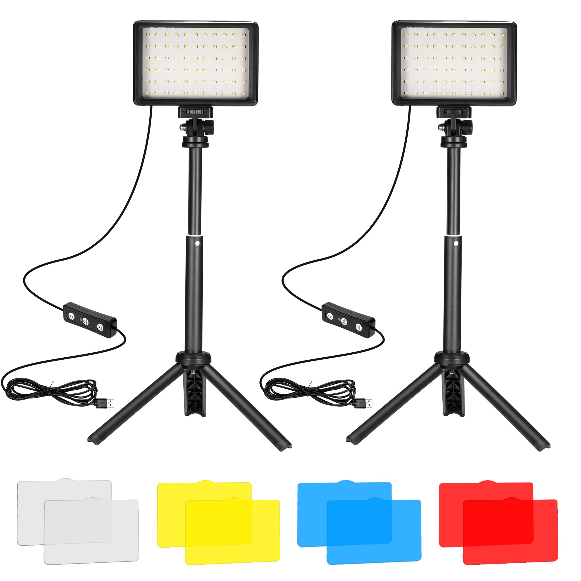 Reds Spade - LED Video Light Pack 5600K Dimmable USB Photo Lights Mini Tripod Colored Filters Photo Studios Angle - Default
