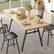 Left. Bestier - 70inch Rectangular Dining Table with Basket Storage Wooden Kitchen Table with Sturdy Metal Legs - Walnut.