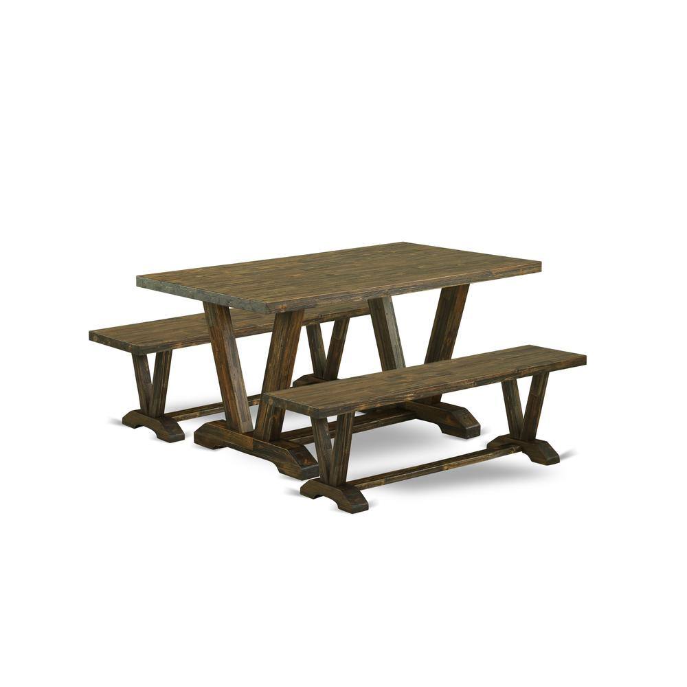 Left. East West Furniture - East West Furniture V2-776 3 Piece Dining Table Set - 1 Distressed Jacobean Small Kitchen Table and 2 Kitchen Table - Multi-Color.