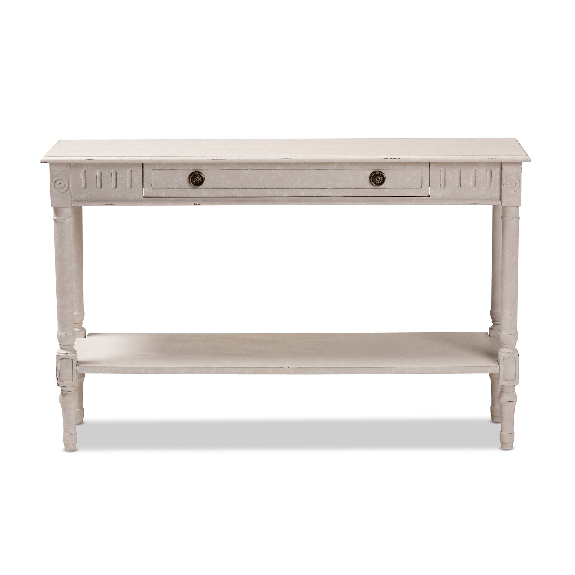 Left. Baxton Studio - Ariella Country Cottage Farmhouse 1-Drawer Console Table - Whitewashed.