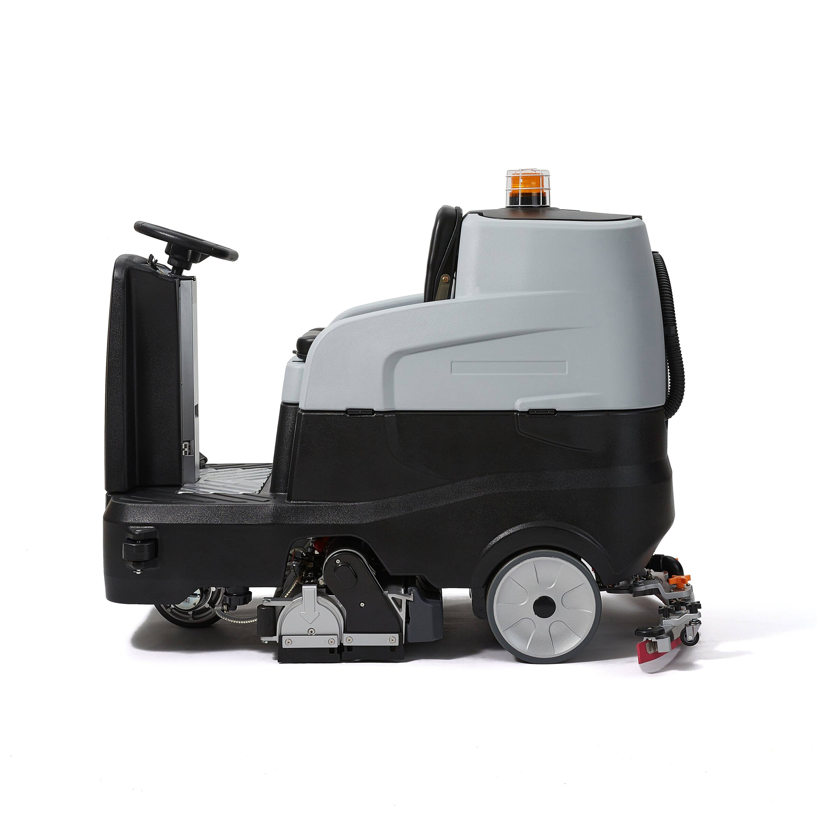 Alt View 5. Dapper Supply - Commercial Ride-On Sweep & Scrub Floor Sweeper Scrubber, 31.5" Path, 42.5 Gal Tank, 24V Battery - Grey.