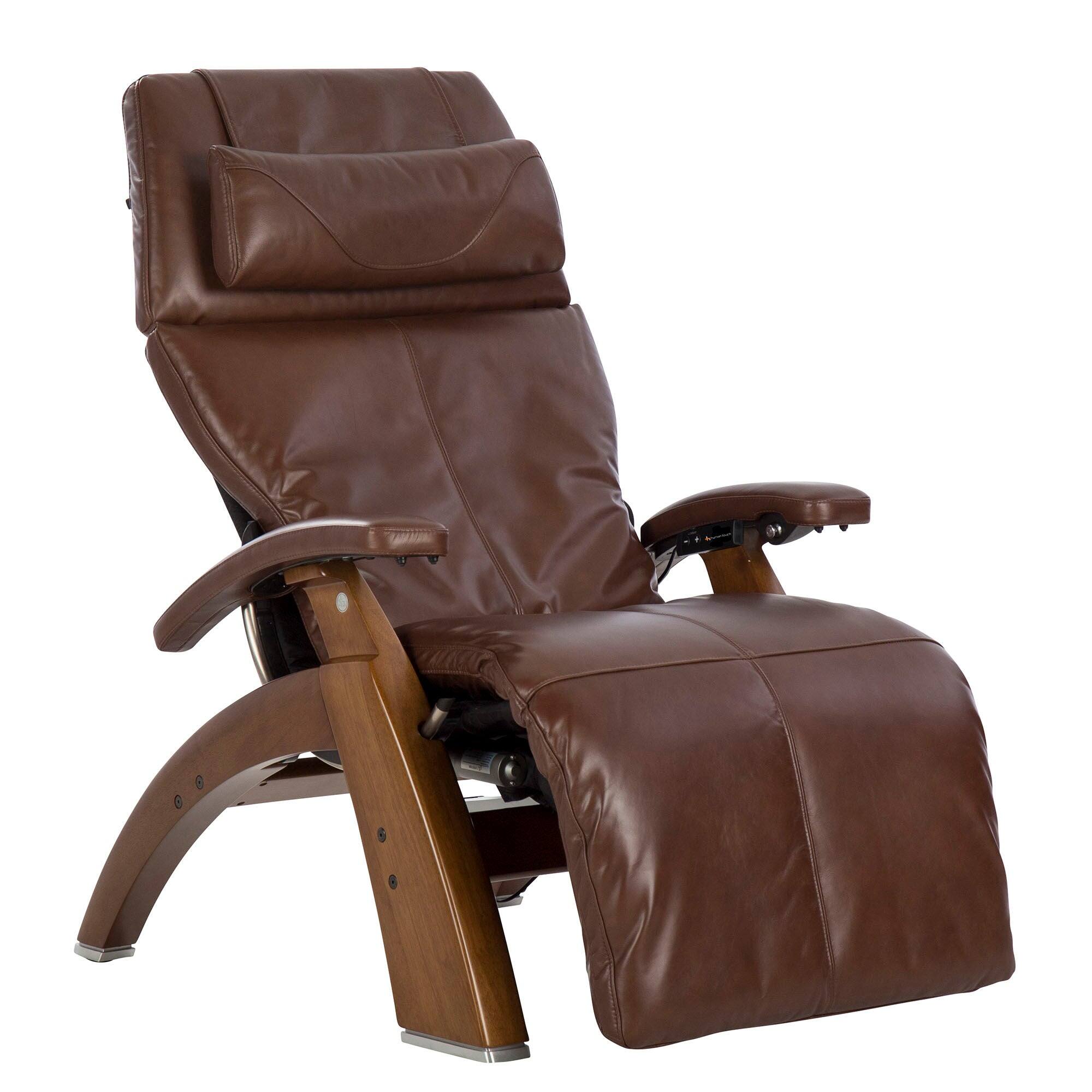 Front. Human Touch - Human Touch Perfect Chair PC-610 Omni-Motion Power Zero Gravity Recliner with Independent Back & Leg Adjustments - Walnut / Oak Premium Leather / Performance.