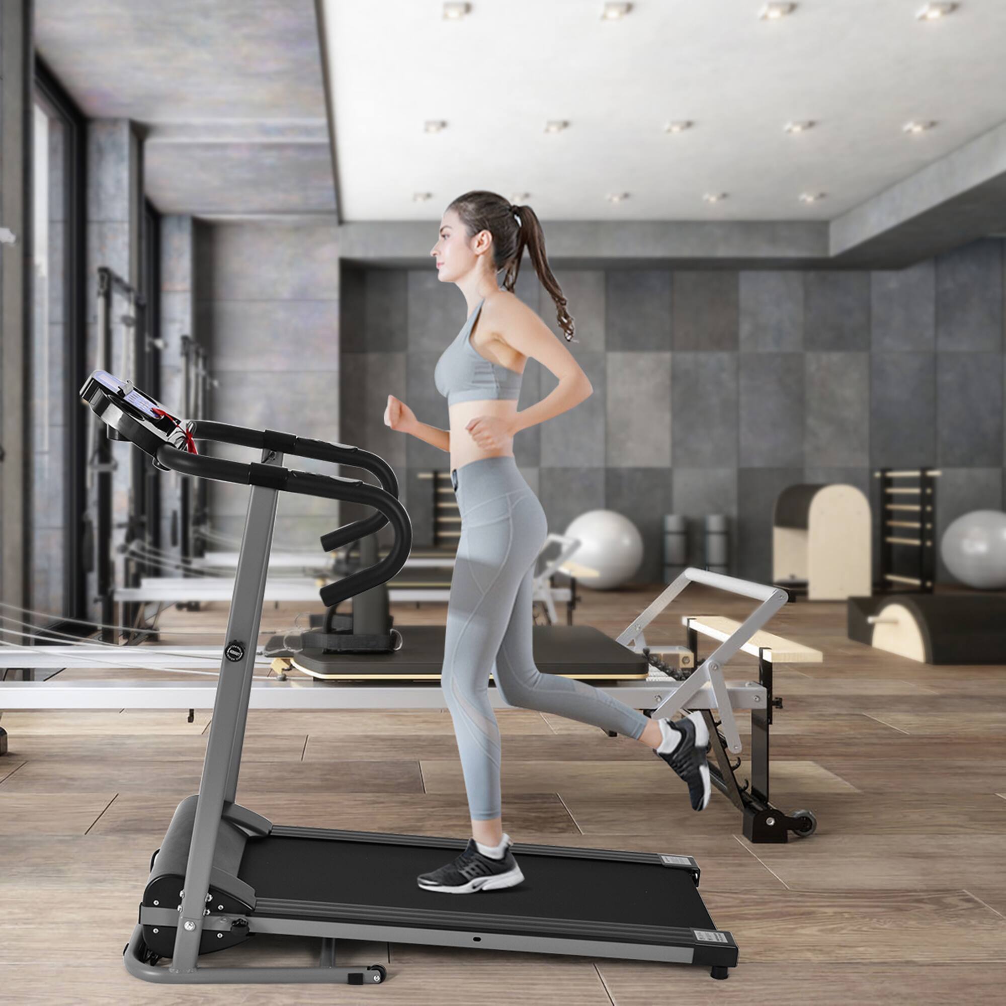 Alt View 3. Gymax - Gymax Folding Treadmill 1100W Electric Motorized Running Jogging Walking Machine - Black.