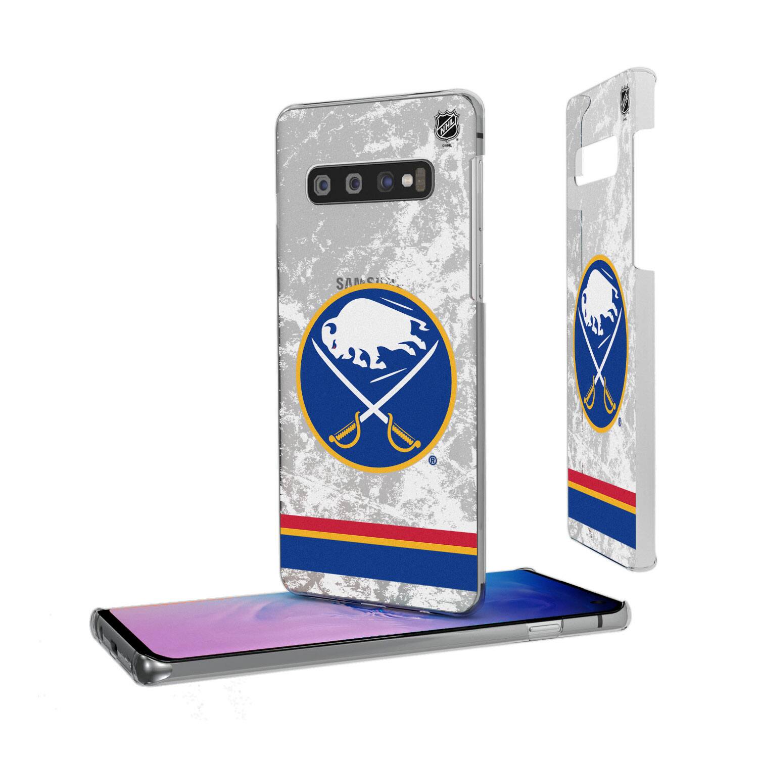 The text on the image is:

- "SAMSUNG" (located above the logo on the phone case)
- "NHL" (located at the top of the phone case, near the camera)