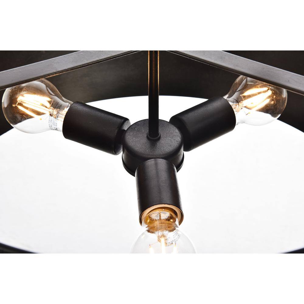 Back. Living District - Miro Collection Pendant D20 H11.75 Lt:3 Vintage Black Finish - Vintage Black.