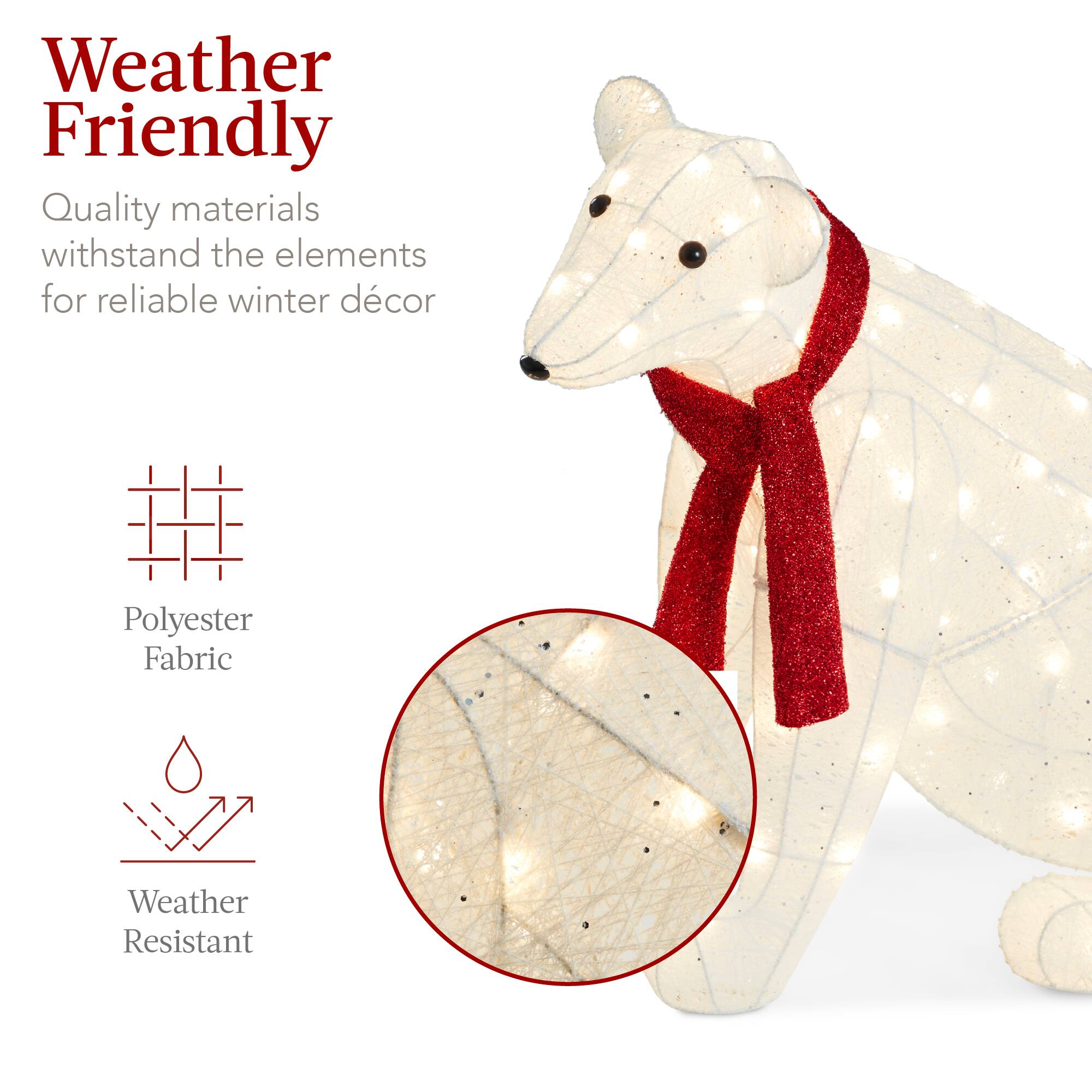 Weather Friendly

Quality materials withstand the elements for reliable winter décor

Polyester Fabric

Weather Resistant