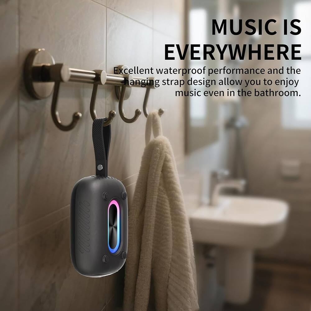 MUSIC IS EVERYWHERE

Excellent waterproof performance and the hanging strap design allow you to enjoy music even in the bathroom.