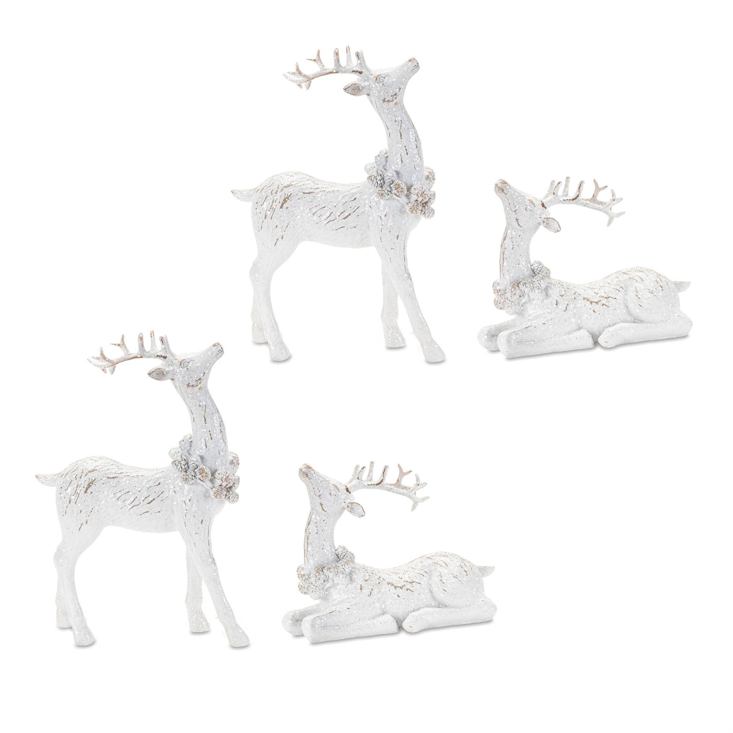 Alt View 2. BreeBe - Winter Deer Figurine (Set of 4) - White.