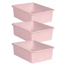 Teacher Created Resources - Blush Large Plastic Storage Bin, Pack of 3
