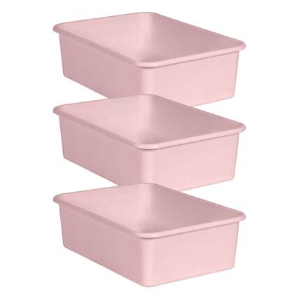 Front. Teacher Created Resources - Teacher Created Resources Blush Large Plastic Storage Bin, Pack of 3.