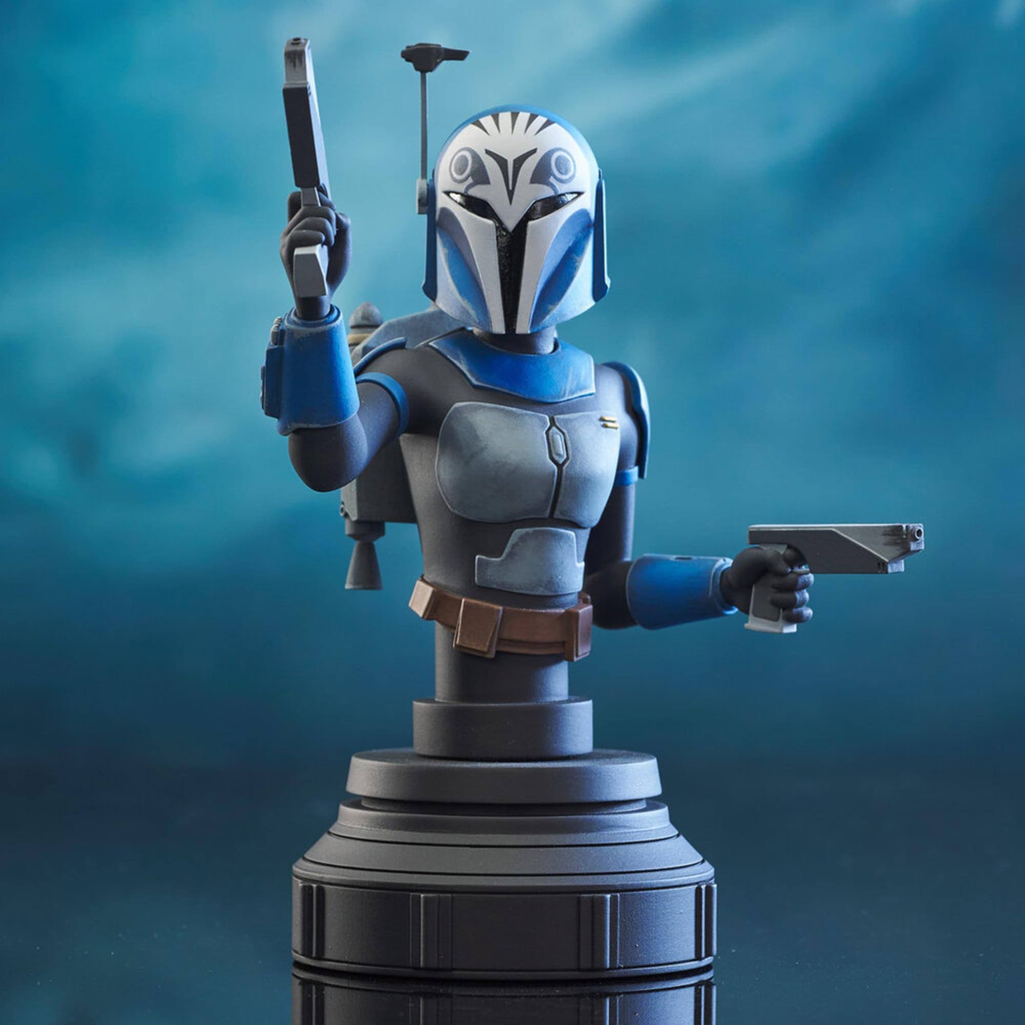 Alt View 3. Diamond Select Toys - Star Wars Bo-Katan 6 Inch Resin Bust - Blue.