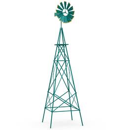 Costway - 8 ft Ornamental Windmill w/ 4 Support Legs Decorative Weathervane for Backyard - Green