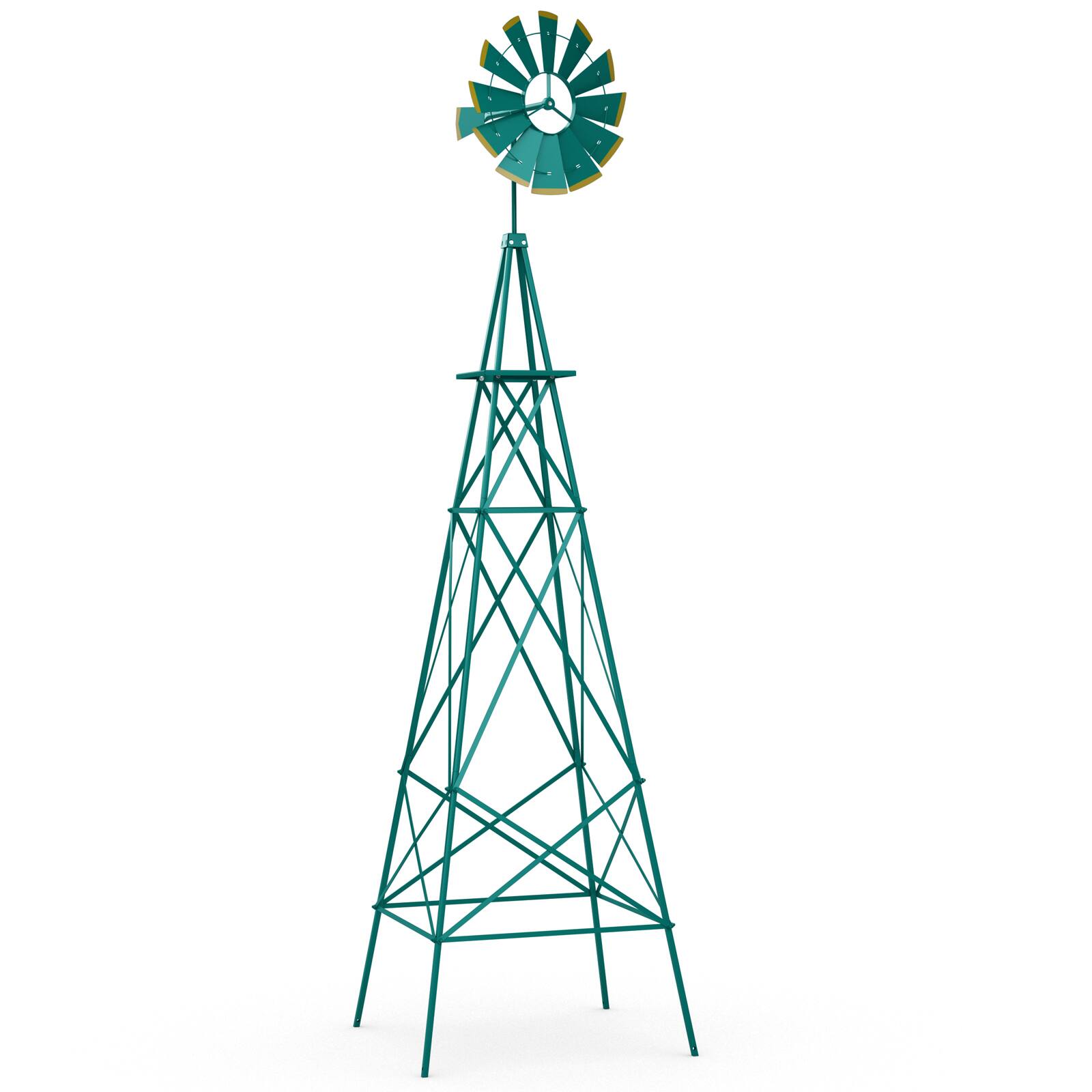 Front. Costway - 8 ft Ornamental Windmill w/ 4 Support Legs Decorative Weathervane for Backyard - Green.