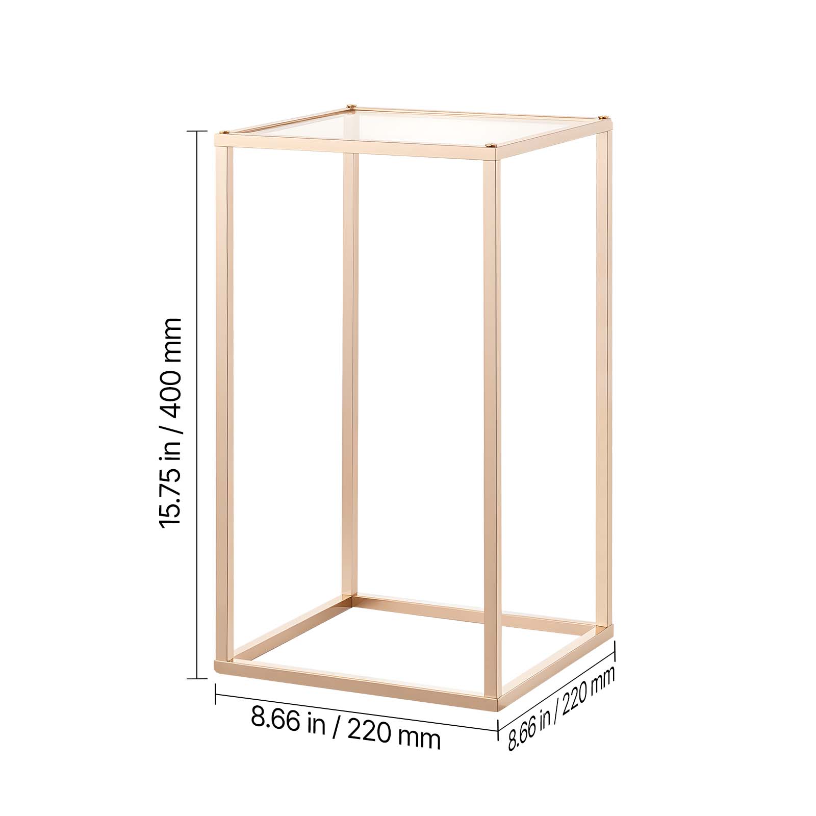 15.75 in / 400 mm  
8.66 in / 220 mm