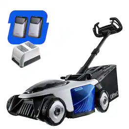 Litheli - Electric Lawn Mower, Self-propelled Lawn Mower Cordless 40V(2 * 20V) 18.5" Brushless Mower with Electric Cutting Height - BLACK AND BLUE