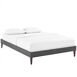 Modway - Tessie Fabric Full Bed Frame with Squared Tapered Legs - Gray