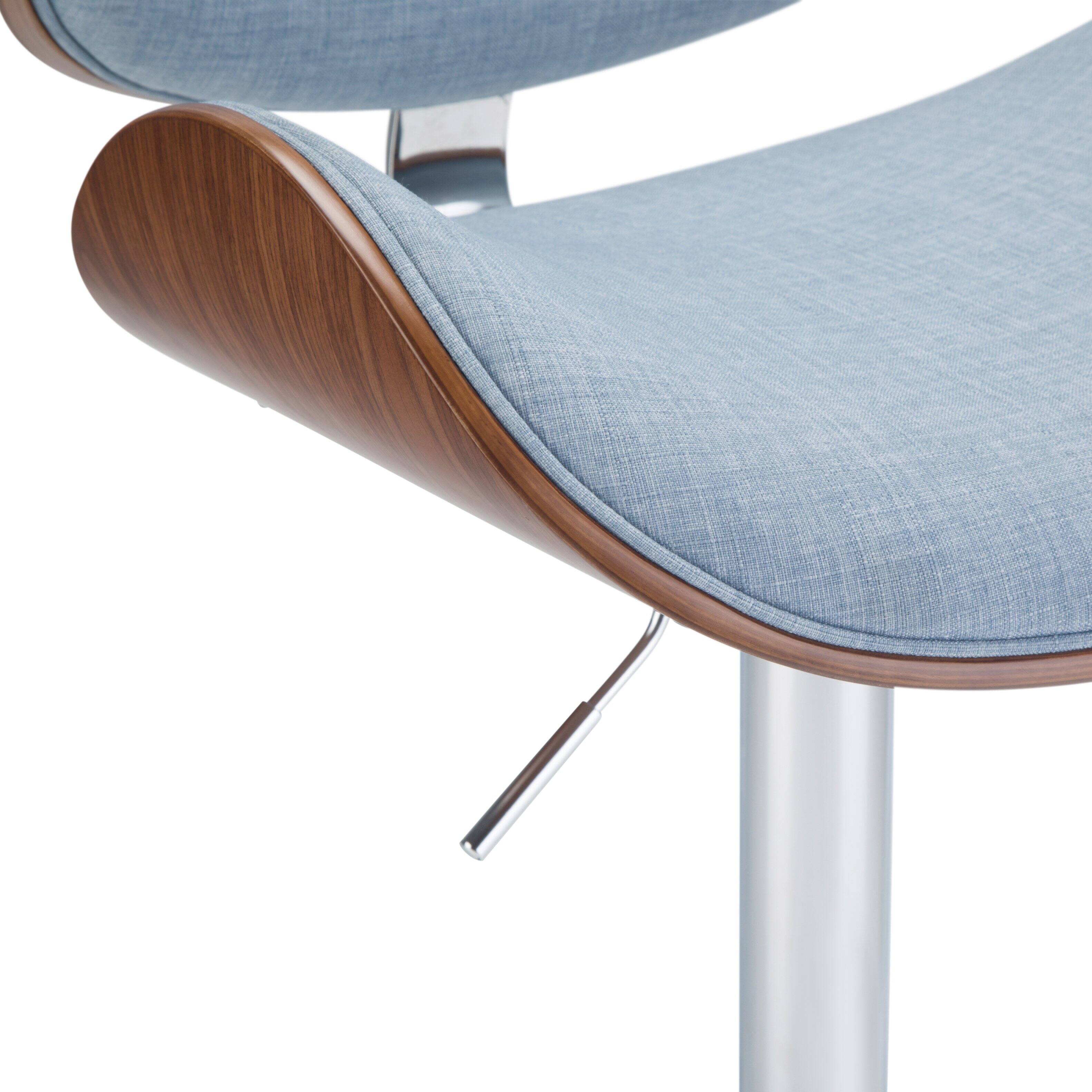 Alt View 12. Simpli Home - Marana Bentwood Adjustable Height Gas Lift Bar Stool - Denim Blue.