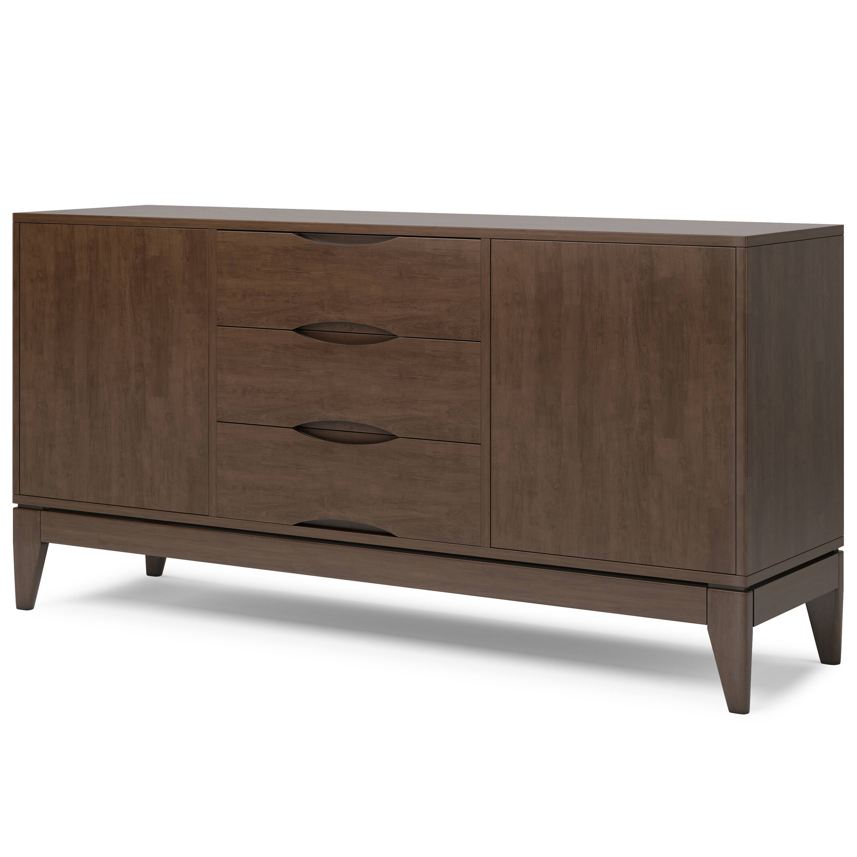 Angle. Simpli Home - Harper Sideboard Buffet - Walnut Brown.