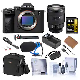 Bundle - Sony - Alpha a7 IV Mirrorless Camera with FE 24-105mm f/4 G OSS Lens, with 128GB Memory Card, Shoulder Bag,