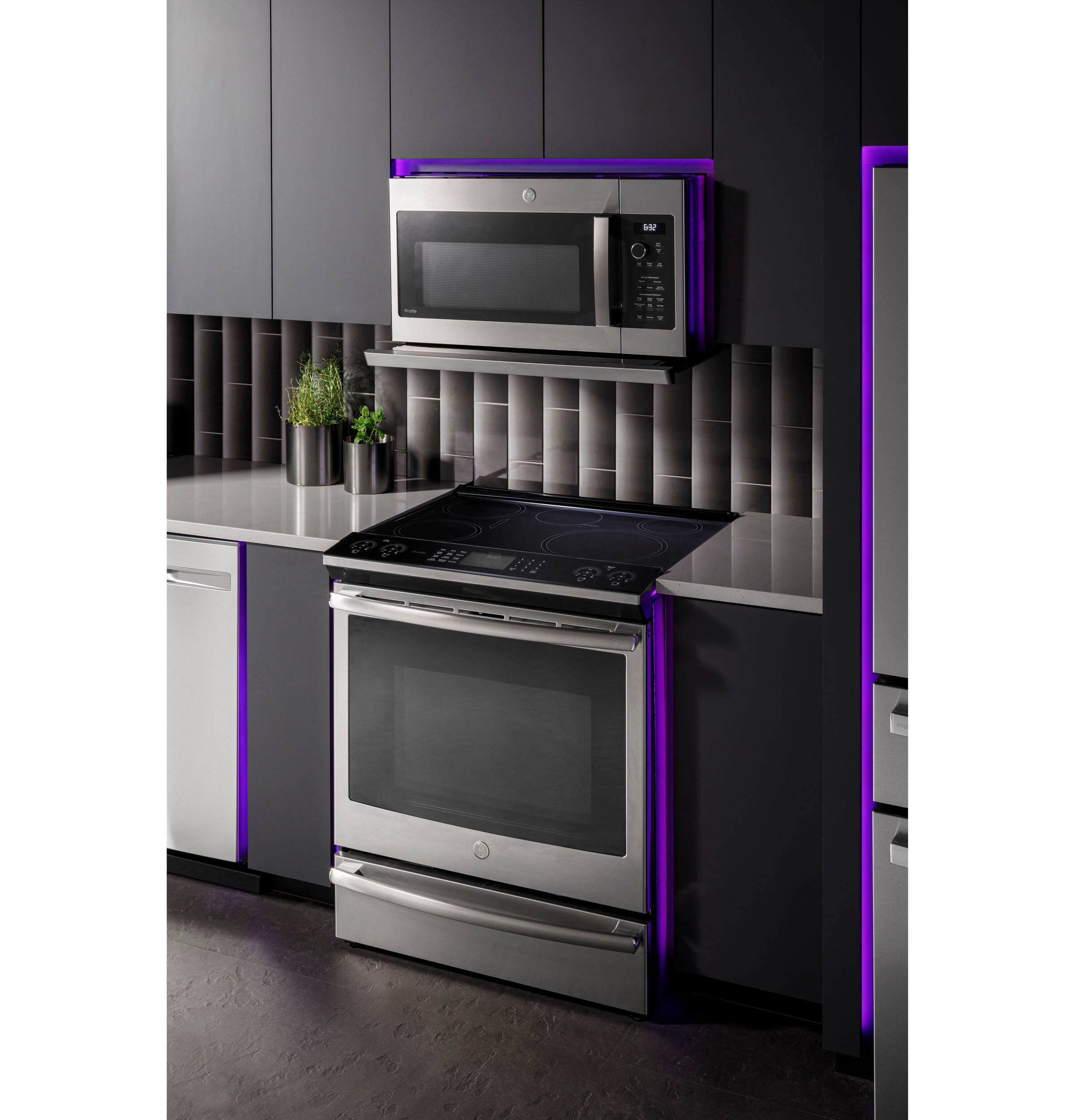 Alt View 12. GE Profile - 2.2 Cu. Ft. Over-the-Range Microwave with Sensor Cooking and Extendable Slide-Out Vent - Stainless Steel.