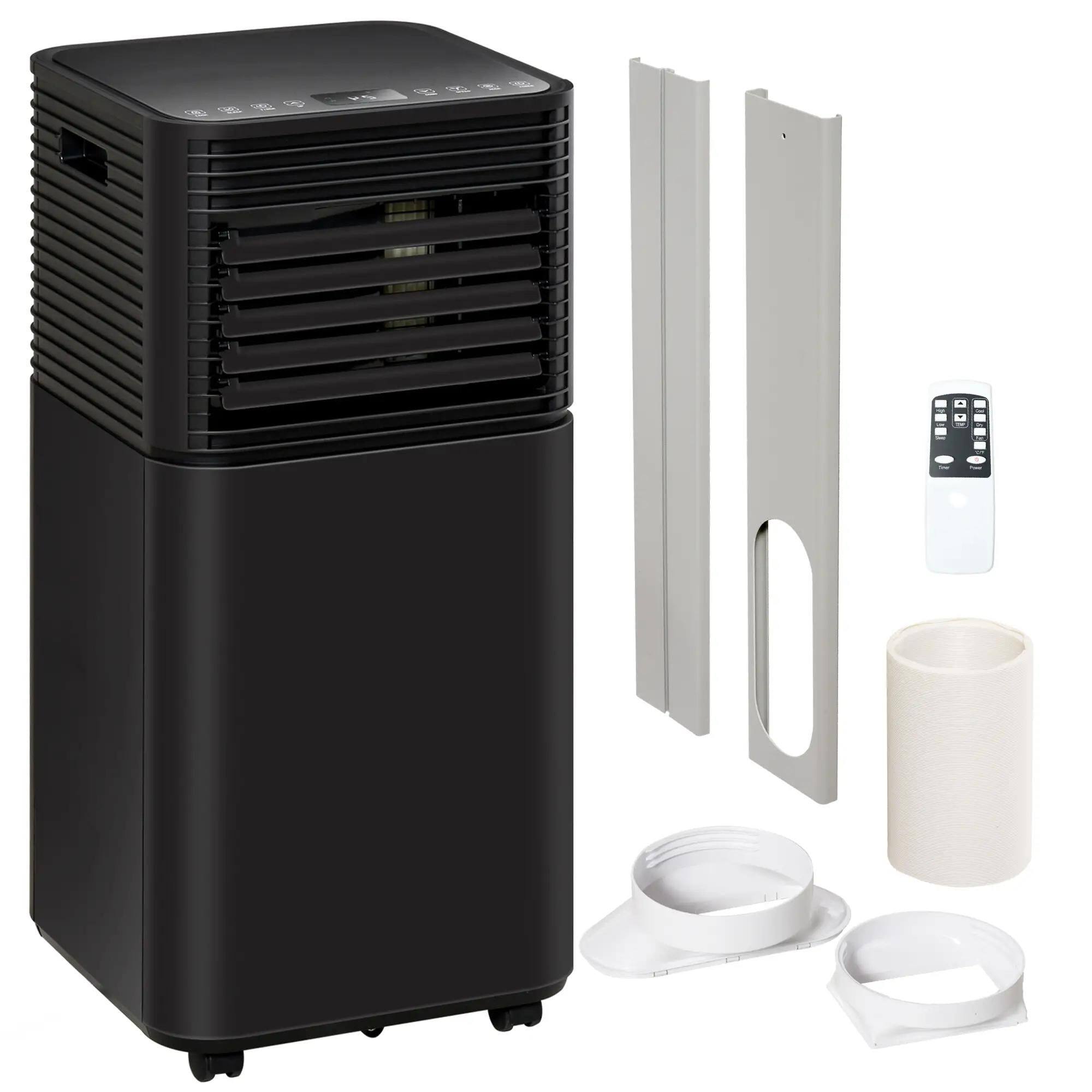 Angle. Resenkos - 8000 BTU Portable Air Conditioner with Dehumidifier, Cooling Fan, Sleep, Remote, Auto Off, Black - Black.