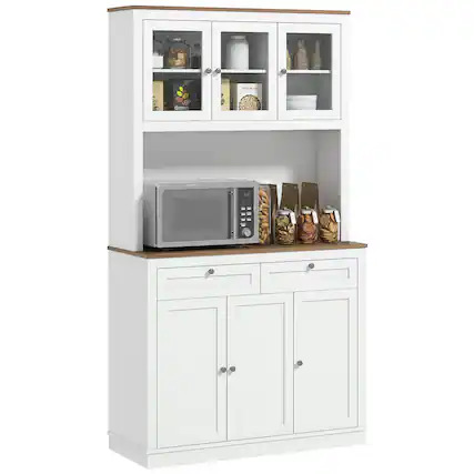 Front. Dexmalle - Dexmalle-71" Tall Freestanding Kitchen Storage Cabinet with Microwave Stand and Adjustable Shelves-White - White.