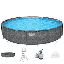 Bestway - APX 365 22'x52" Round Above Ground Swimming Pool Set with Pump & Ladder - Gray