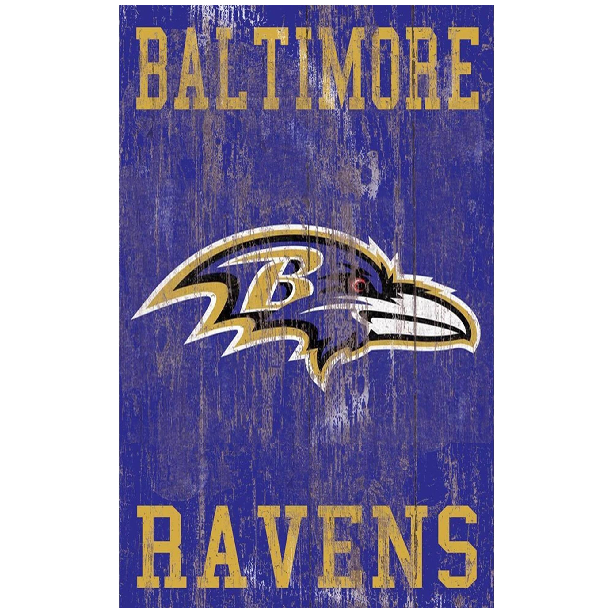 Baltimore Ravens 11'' x 19'' Heritage Distressed Logo Sign