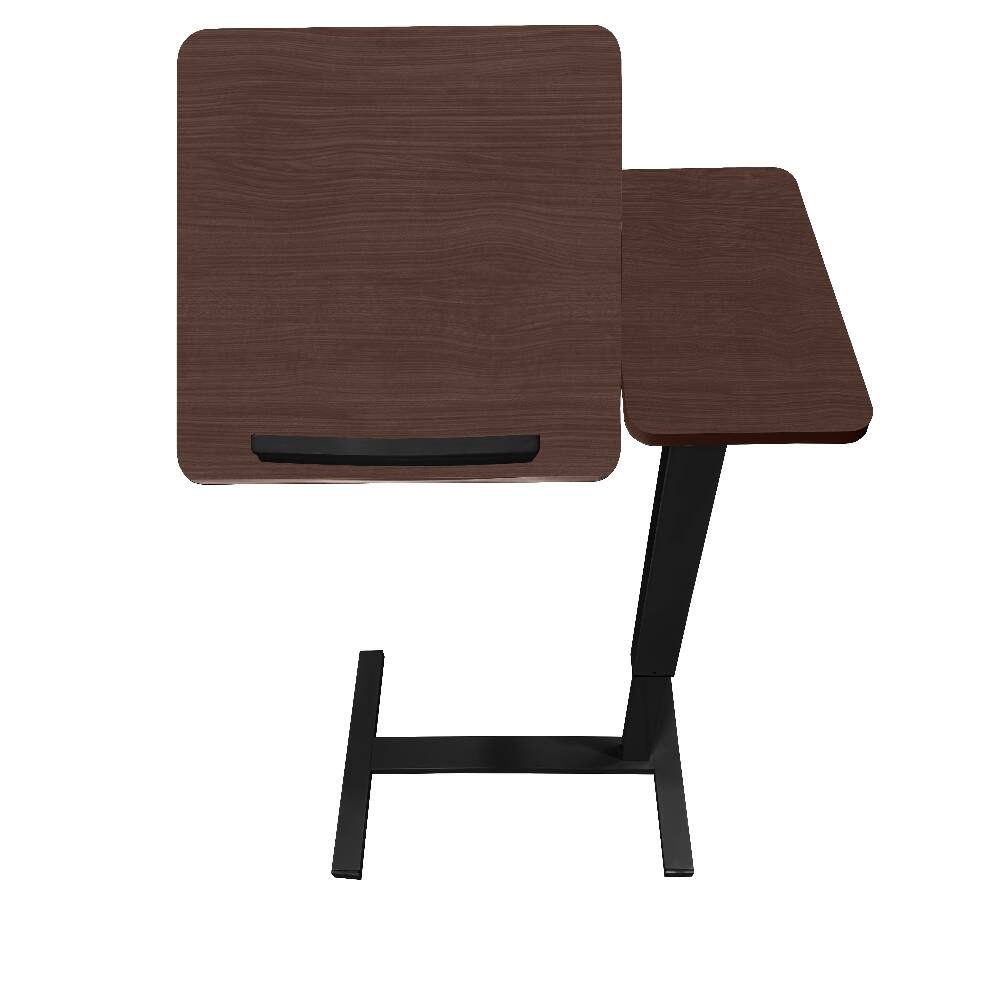 Alt View 9. Loheer - Loheer Walnut Overbed Table Rolling Laptop Stand Adjustable Height Bedside Desk with Hidden Wheels Tilting Tray for Sofa - Walnut.