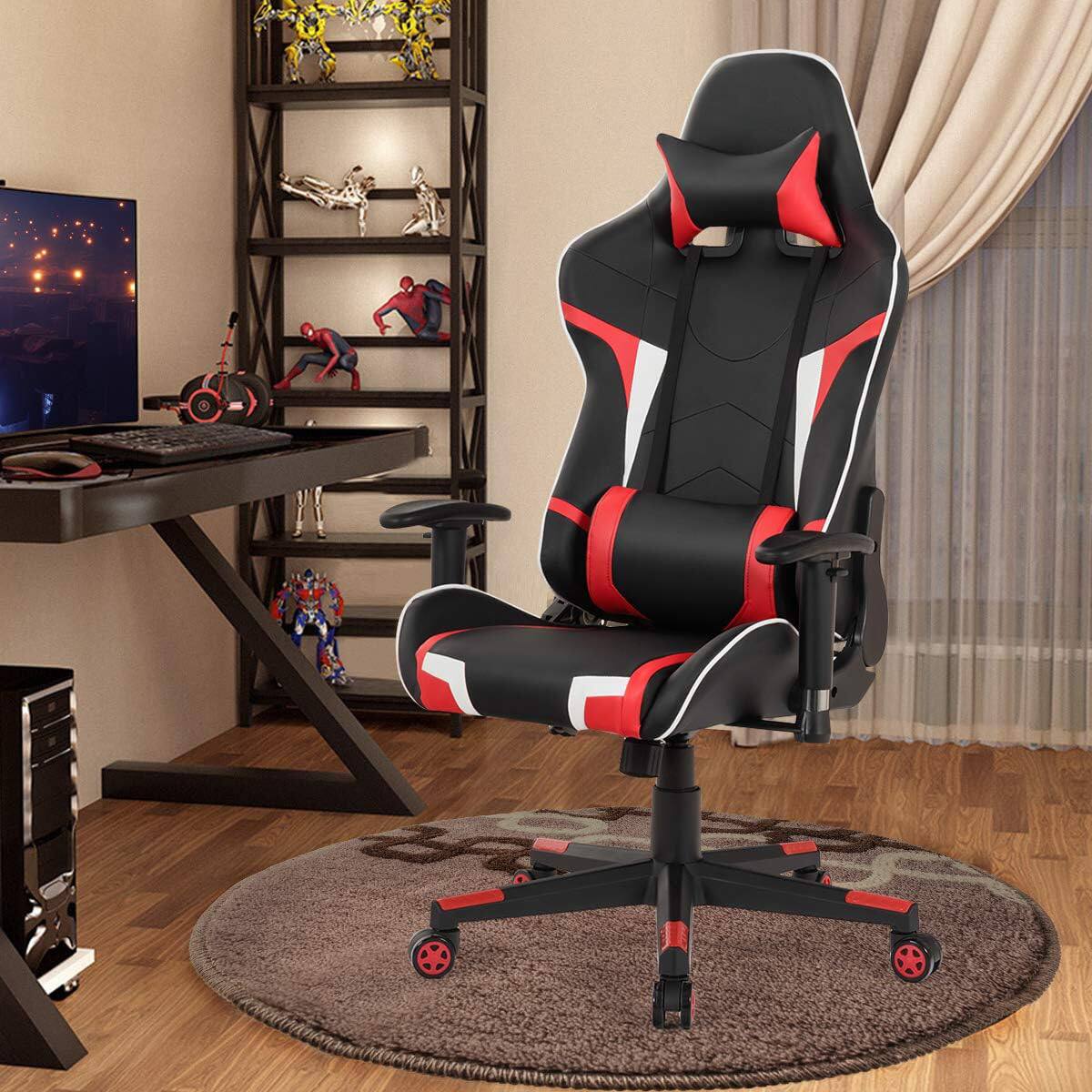Alt View 1. Ecooso - Office Chair Reclining Swivel Massage Gaming Chair with Lumbar Support - Red.
