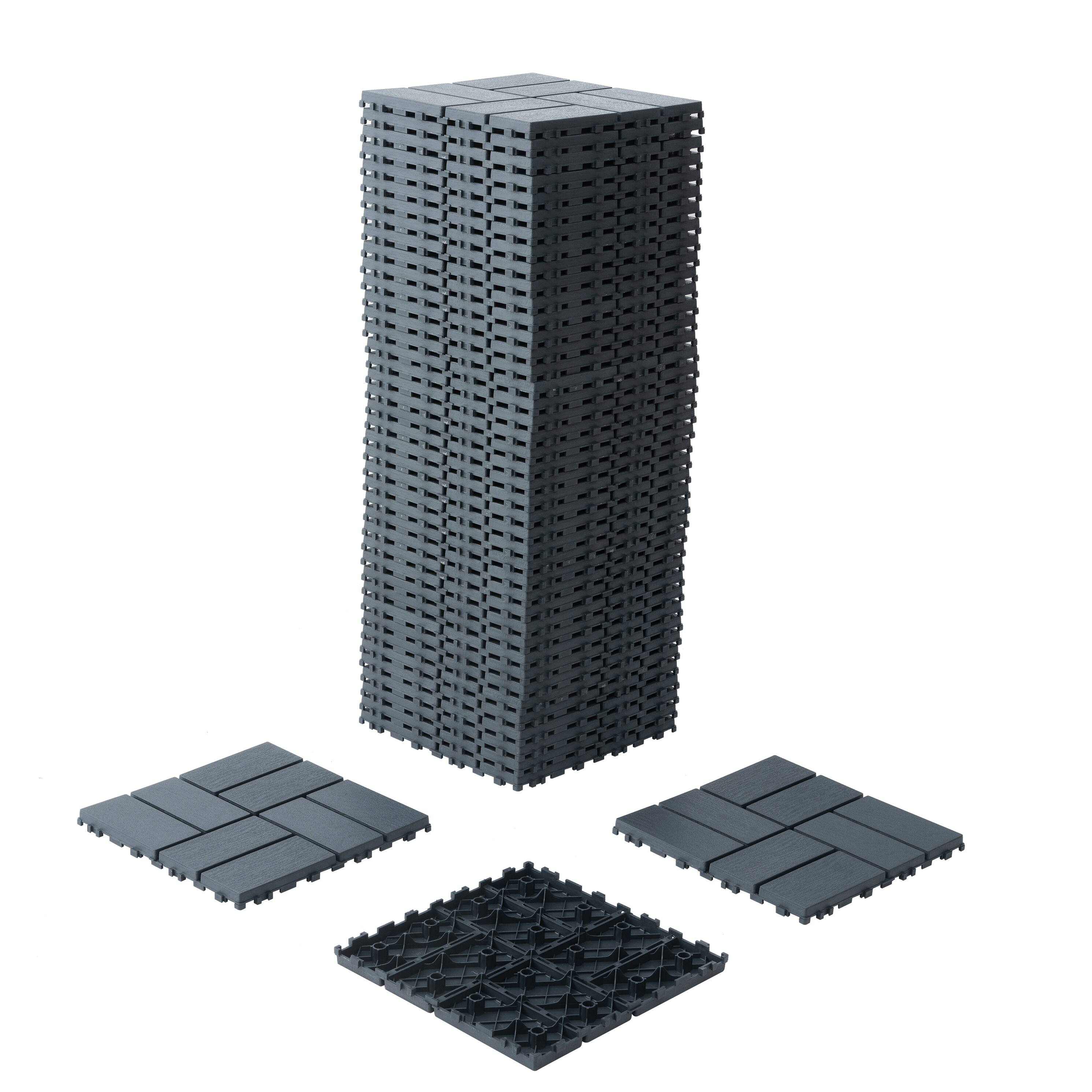 Alt View 5. GOODSILO - Interlocking Deck Tiles - 44 Pack Patio Flooring, 12"x12" Waterproof Outdoor Tiles for Balcony, Backyard, Poolside - Gray.
